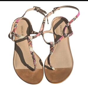 Emilio Pucci Leather Sandals Sz 36 (6) Women Colorful Italy Luxury Rare